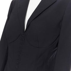 new LA PERLA SS17 Runway Corset Jacket black stretch wool bustier blazer IT42 B