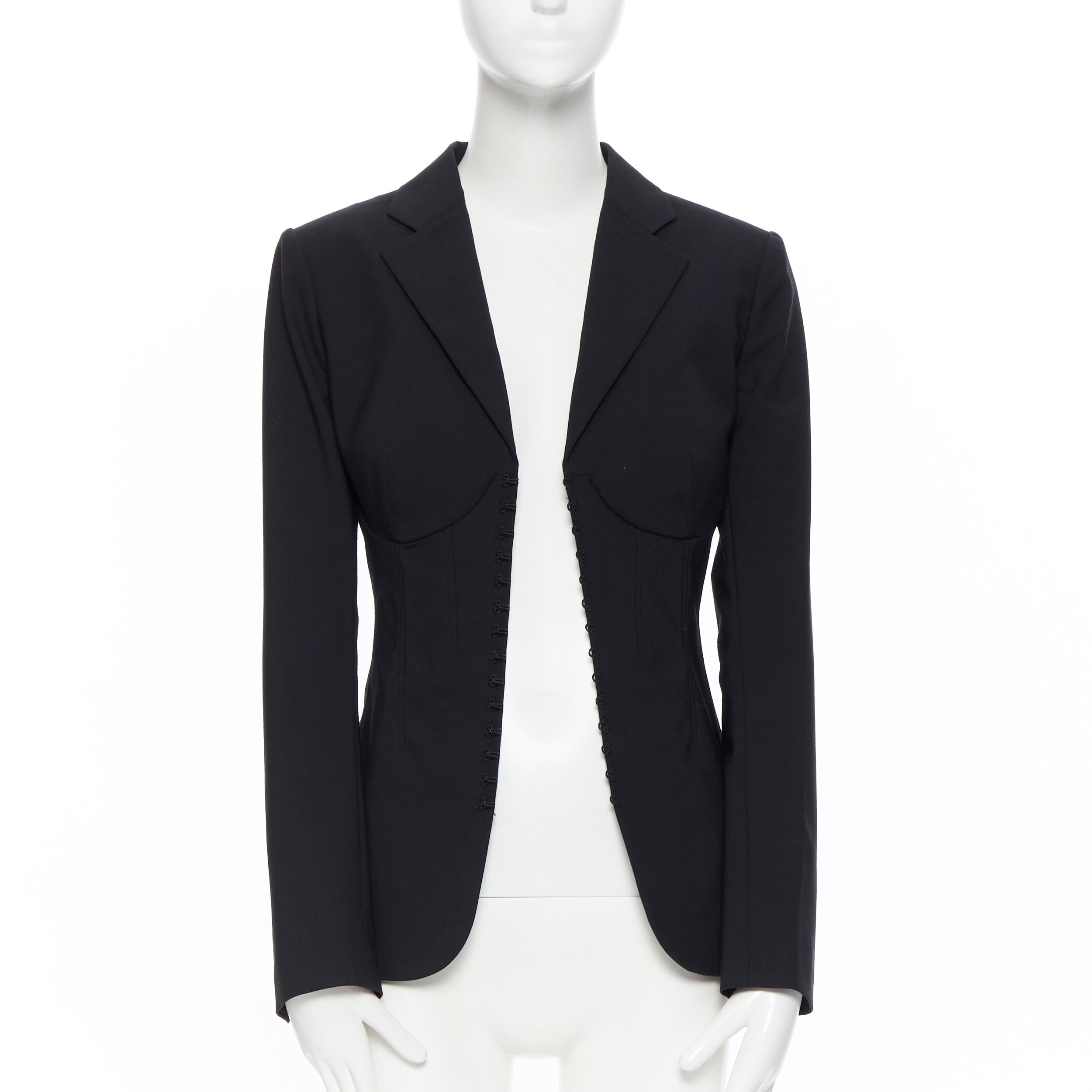 new LA PERLA SS17 Runway Corset Jacket black stretch wool bustier blazer IT42 B In Excellent Condition In Hong Kong, NT