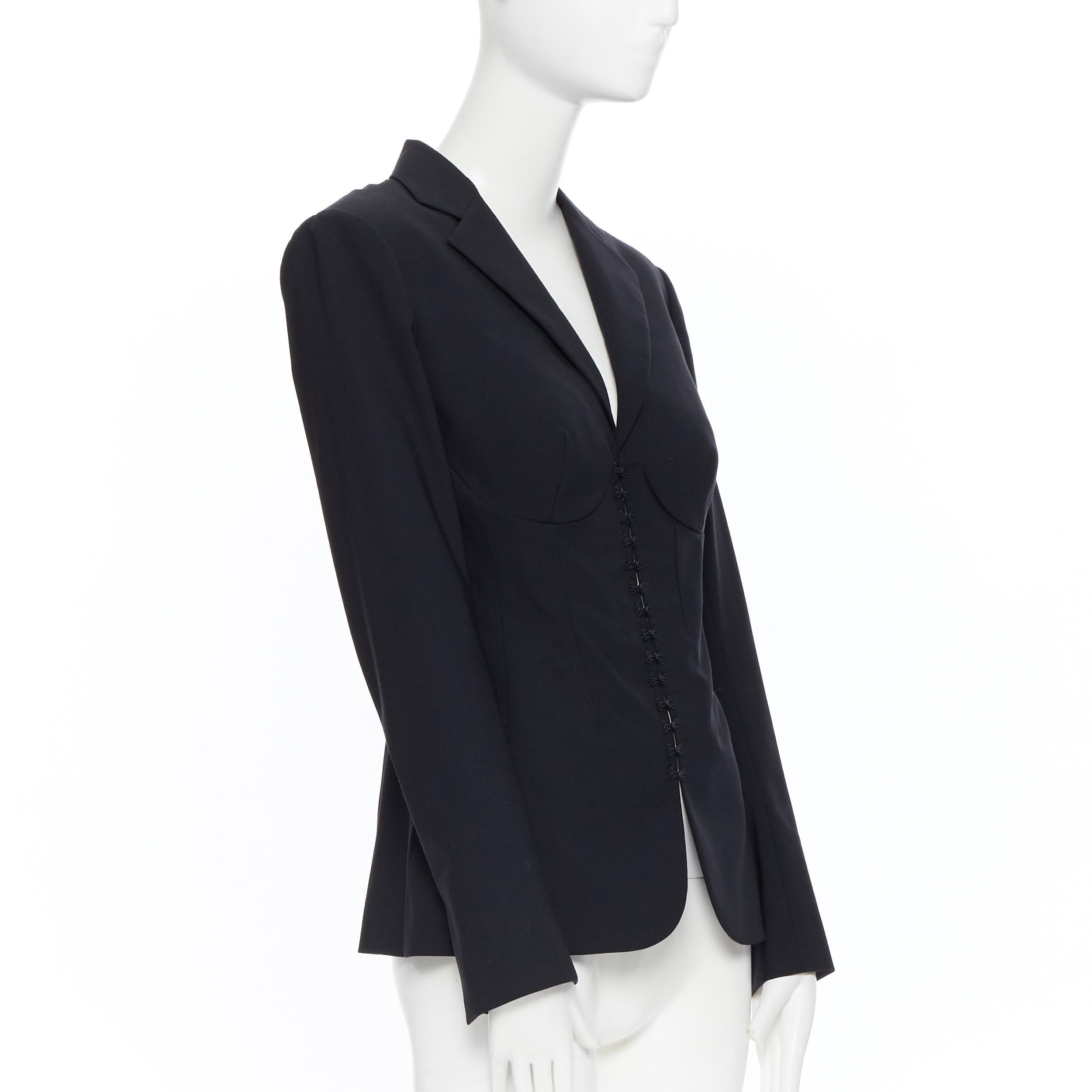 Women's new LA PERLA SS17 Runway Corset Jacket black stretch wool bustier blazer IT42 B