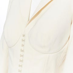 new LA PERLA SS17 Runway Corset Jacket cream white stretch wool blazer IT42 C