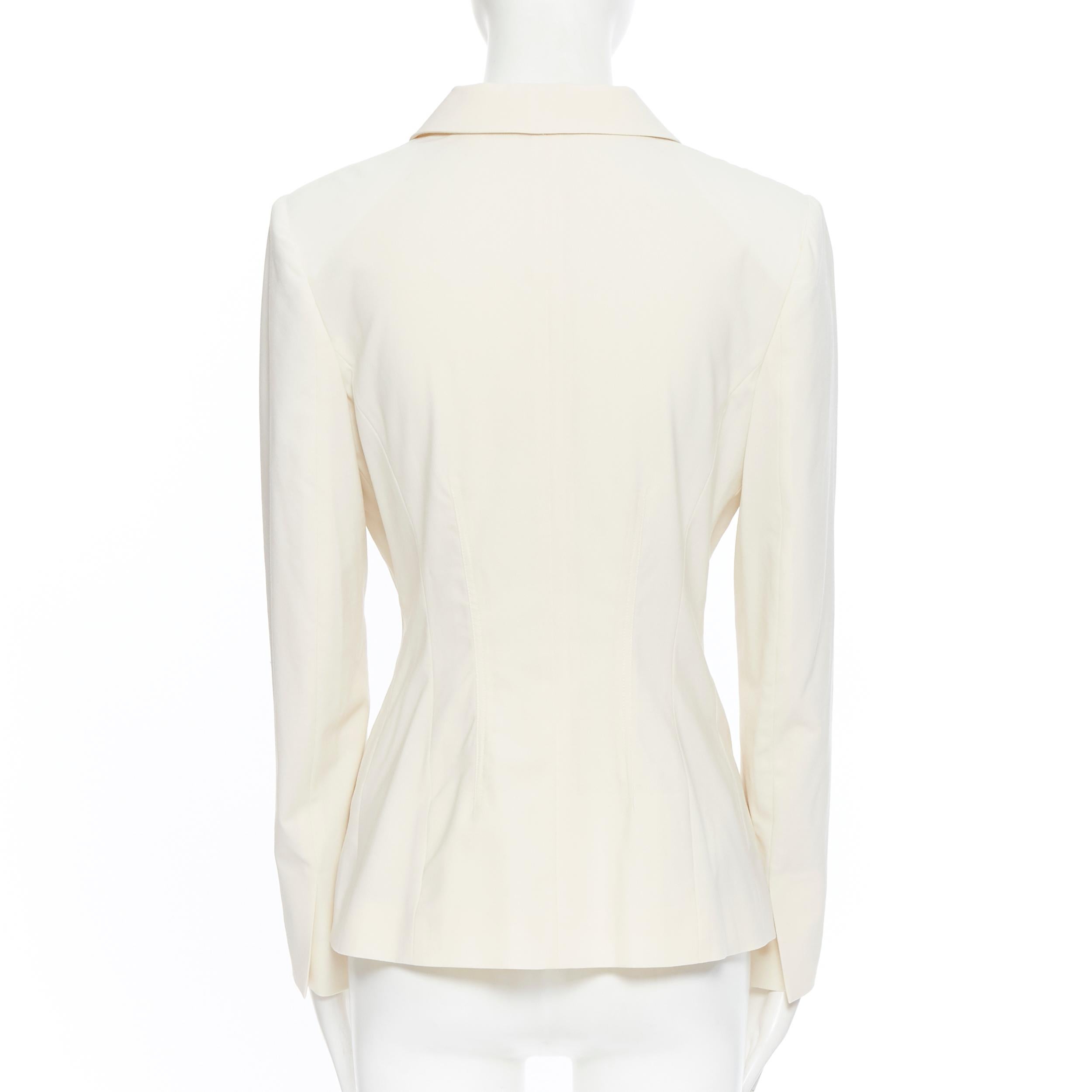 new LA PERLA SS17 Runway Corset Jacket cream white stretch wool blazer IT42 C In Excellent Condition In Hong Kong, NT