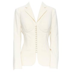 new LA PERLA SS17 Runway Corset Jacket cream white stretch wool blazer IT42 C