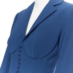 new LA PERLA SS17 Runway Corset Jacket navy blue bi-stretch wool blazer IT40 B