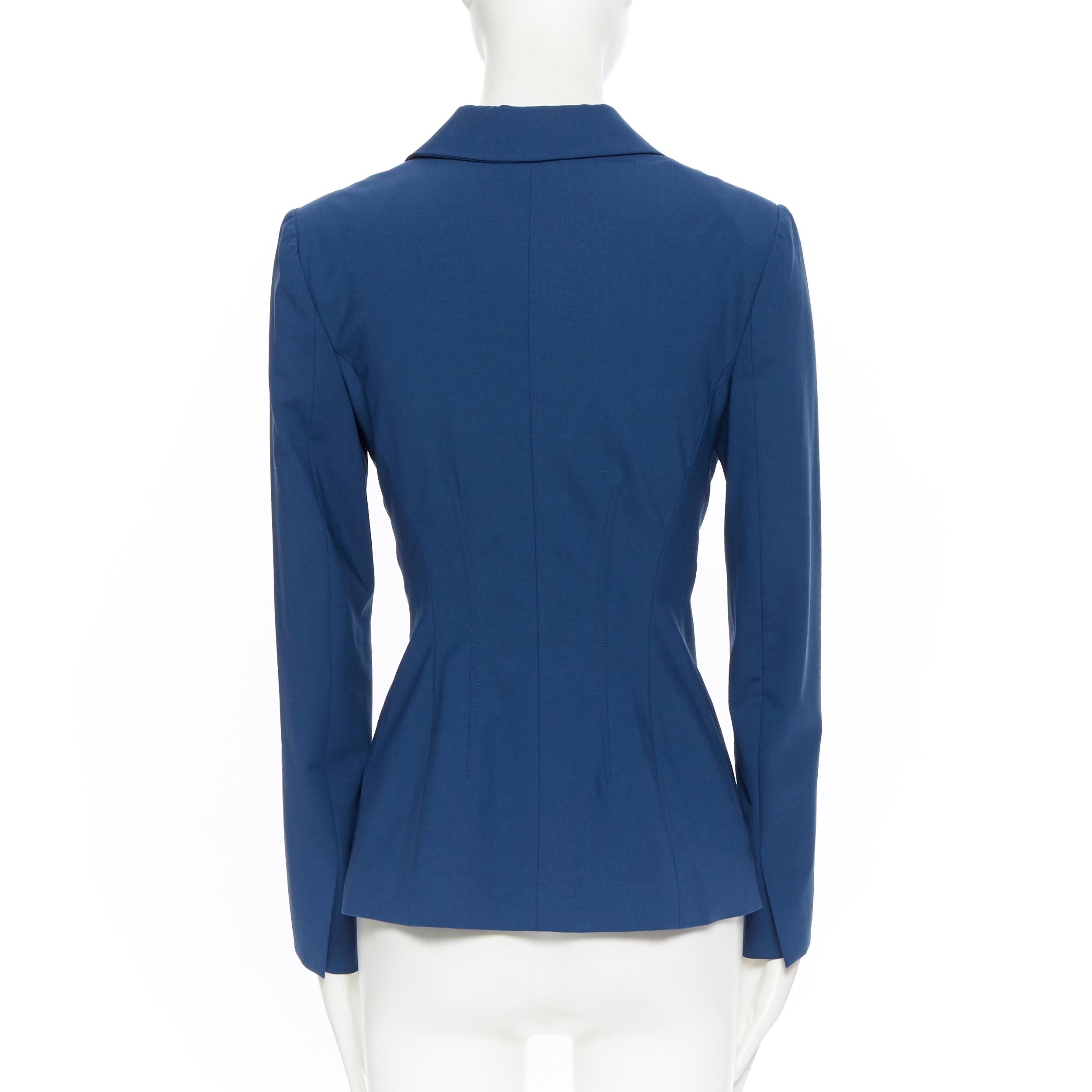 new LA PERLA SS17 Runway Corset Jacket navy blue bi-stretch wool blazer IT40 B In Excellent Condition In Hong Kong, NT