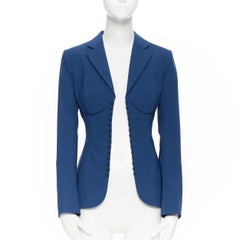 new LA PERLA SS17 Runway Corset Jacket navy blue bi-stretch wool blazer IT42 C