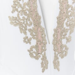 new LA PERLA white gold sequins nude mesh insert plunge neck monokini IT44B M