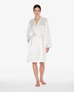 NEW La Perla White Silk Robe with Belt M