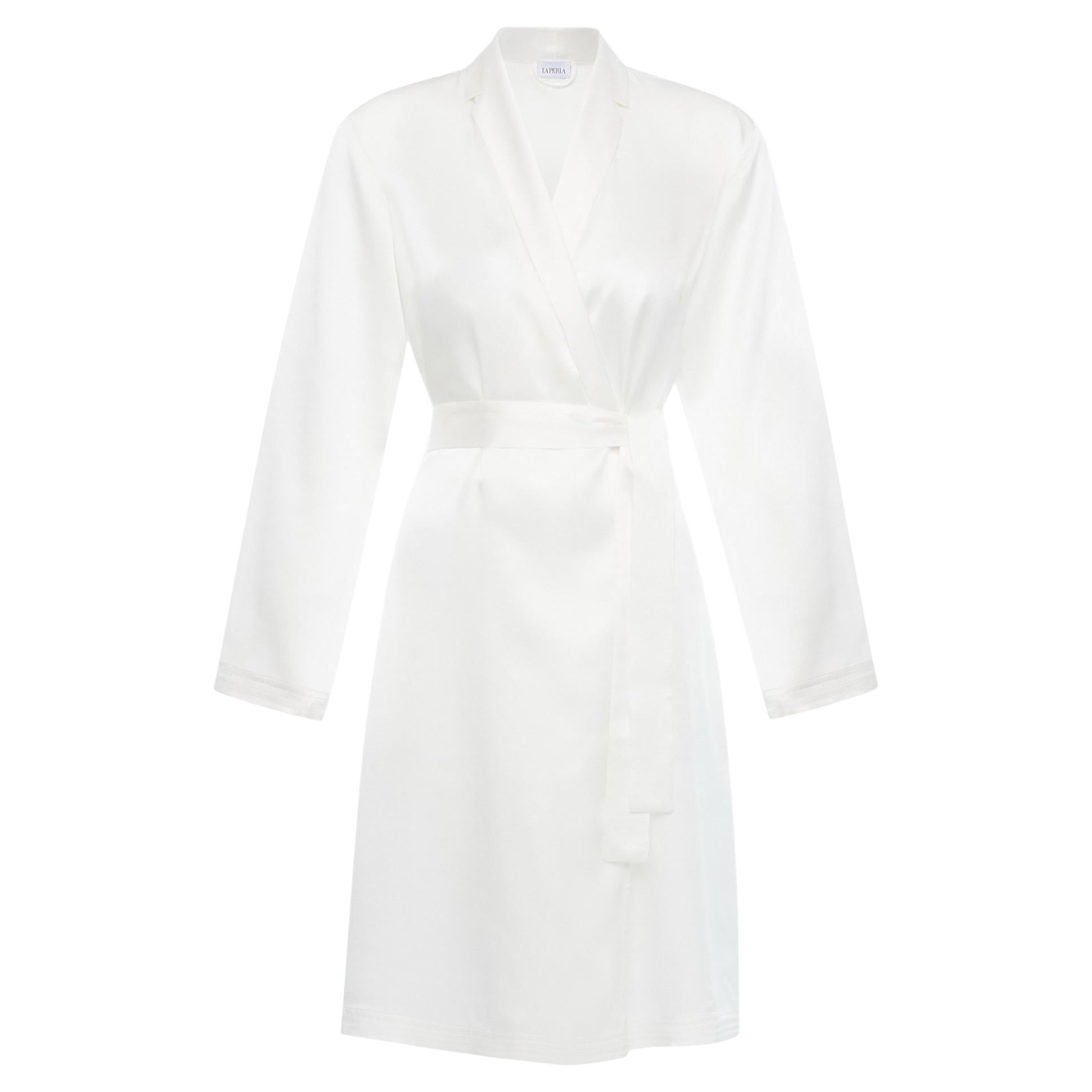 NEW La Perla White Silk Robe with Belt M