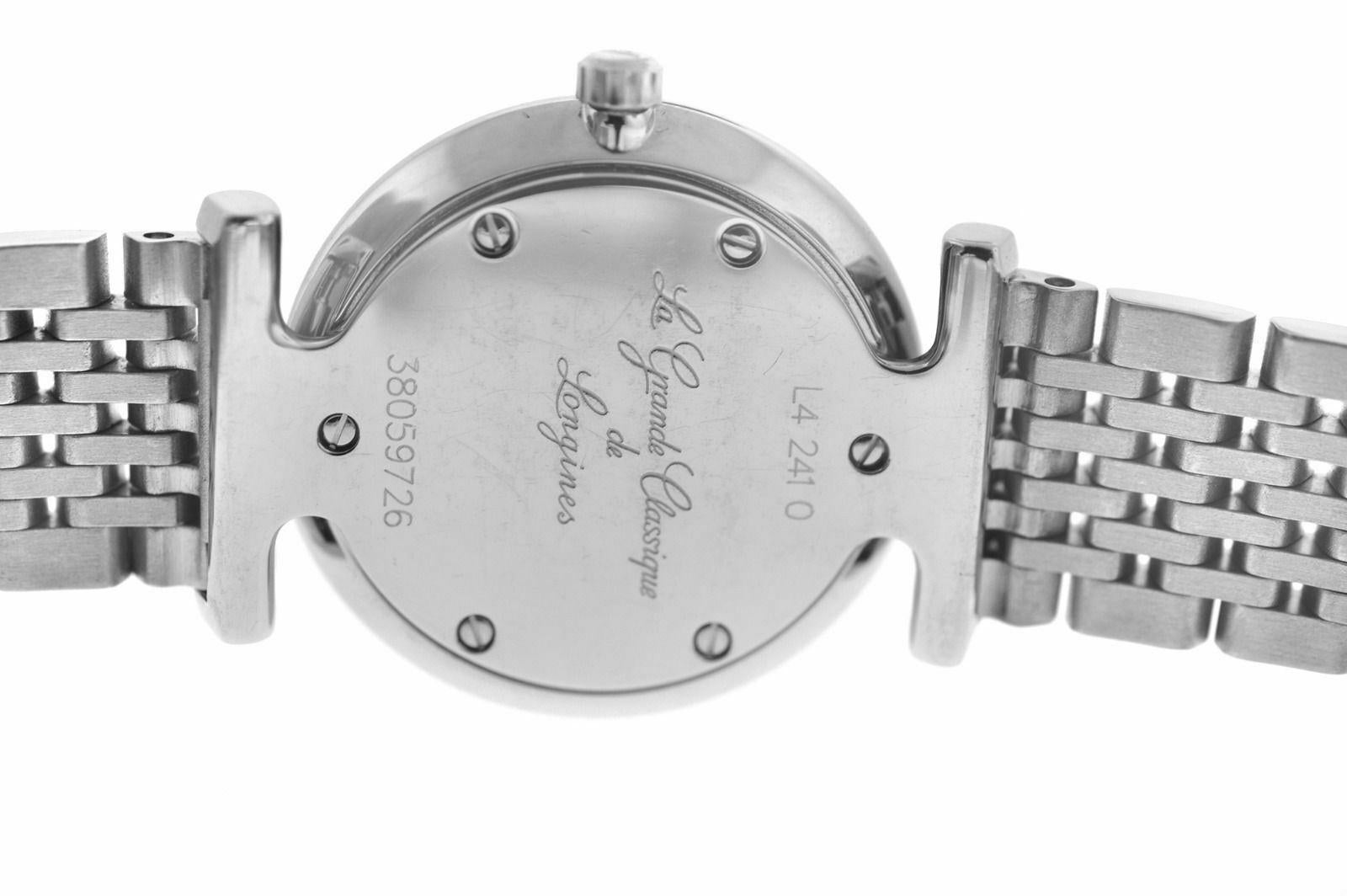 Modern New Ladies Longines La Grande Classique Steel Mother of Pearl Watch Quartz For Sale