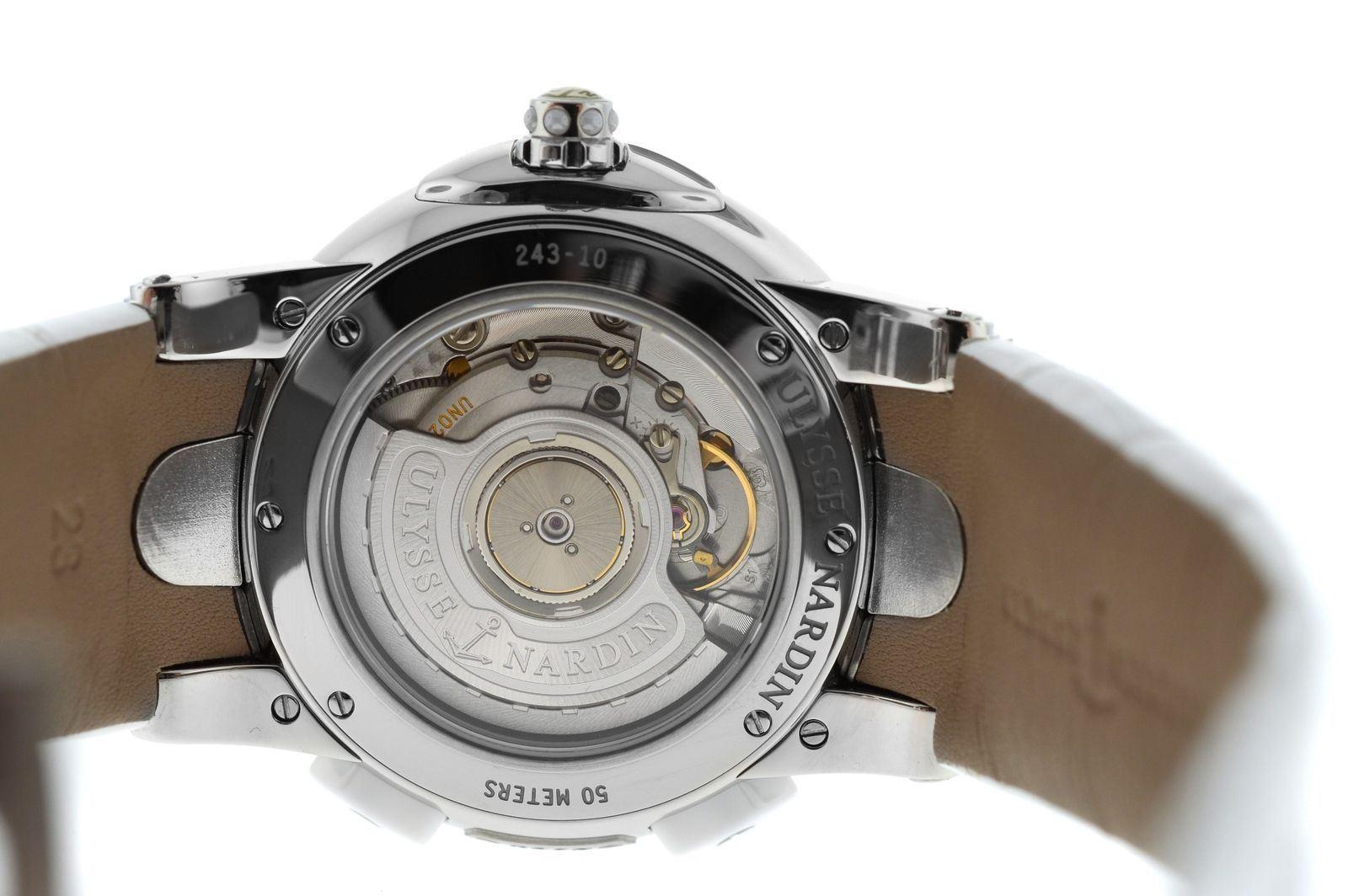 New Ladies Ulysse Nardin Executive Dual Time Diamond Watch For Sale 2