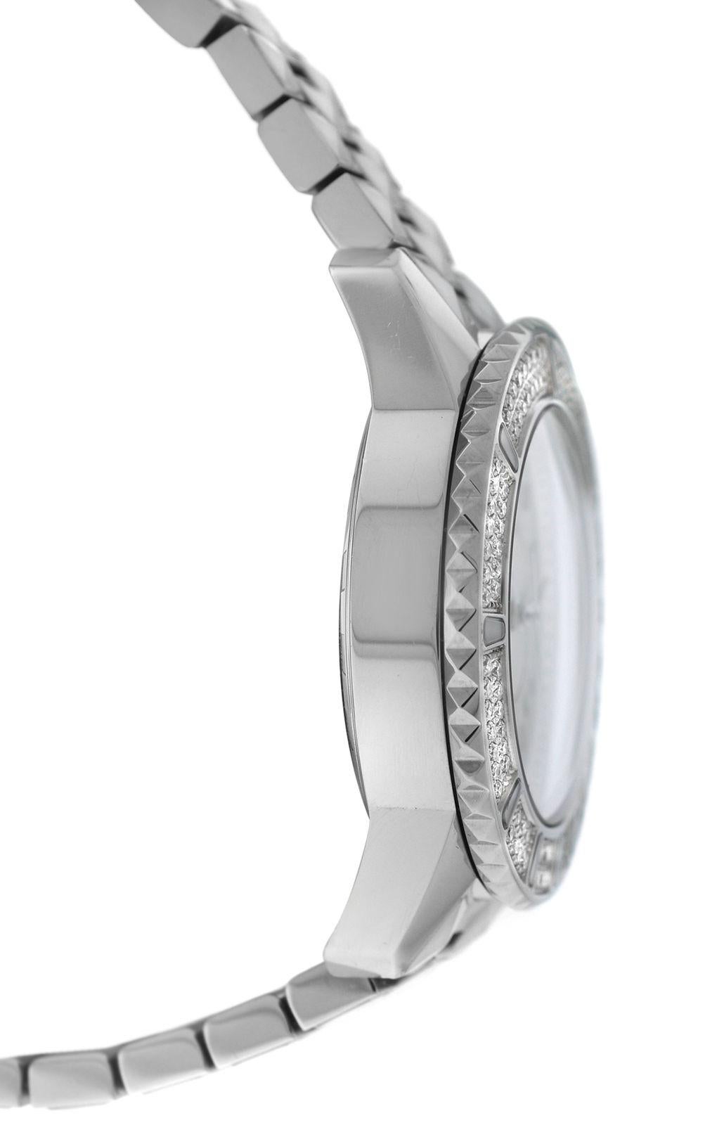 Modern New Lady Christian Dior Christal Diamond MOP SS Quartz Watch $7500 For Sale