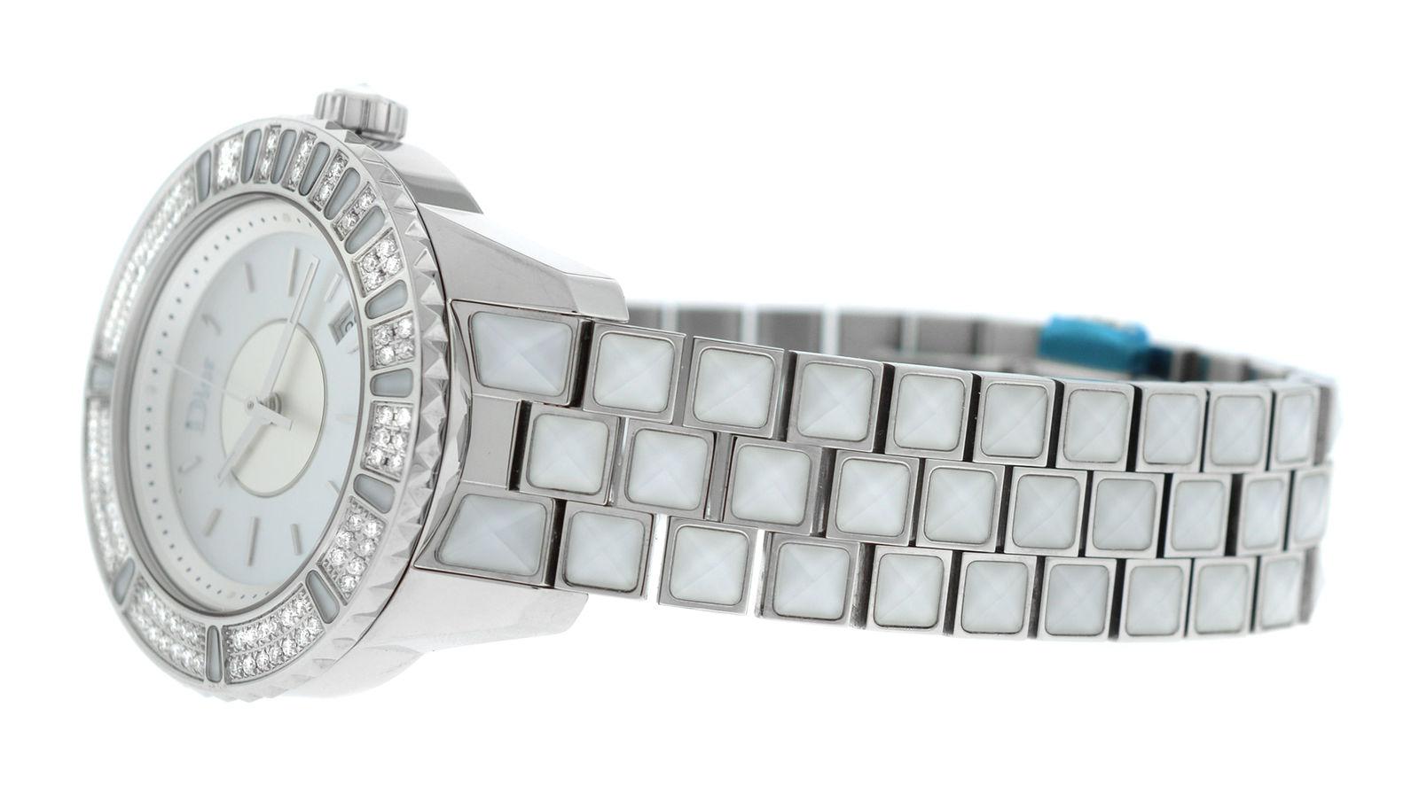 Women's New Lady Christian Dior Christal Diamond MOP SS Quartz Watch $7500 For Sale