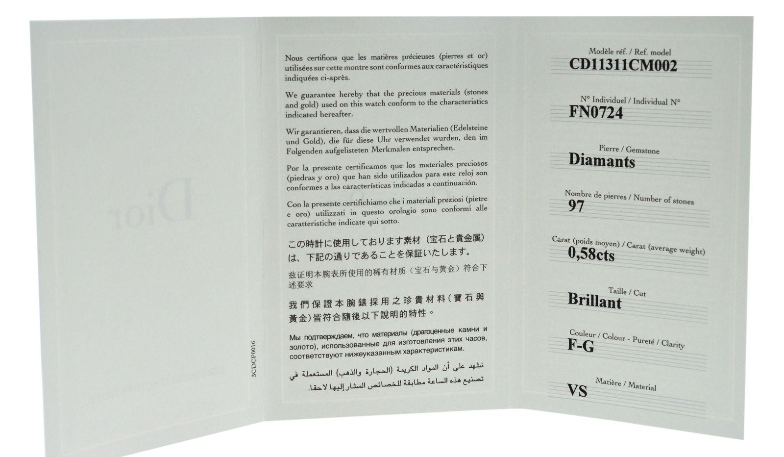 New Lady Christian Dior Christal Diamond MOP SS Quartz Watch $7500 For Sale 1