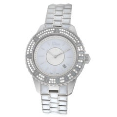 New Lady Christian Dior Christal Diamond MOP SS Quartz Watch $7500