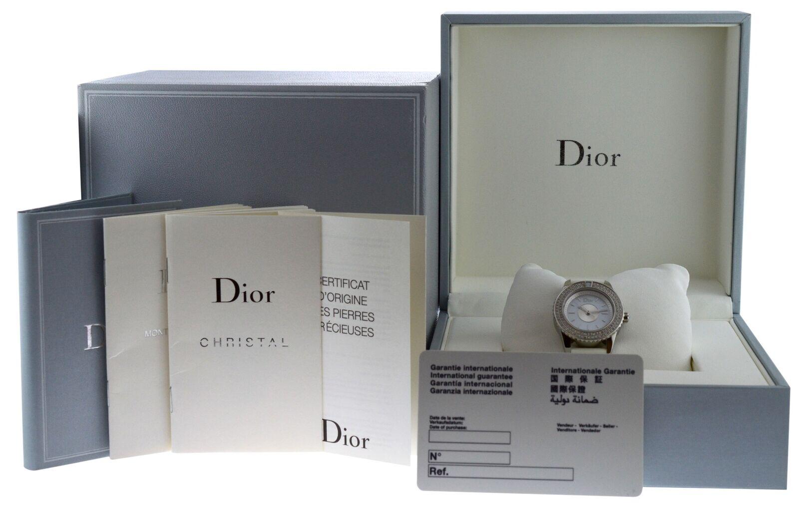 New Lady Christian Dior Christal Diamond Mother of Pearl SS Quartz Watch For Sale 3