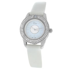 New Lady Christian Dior Christal Diamond Mother of Pearl SS Quartz Watch