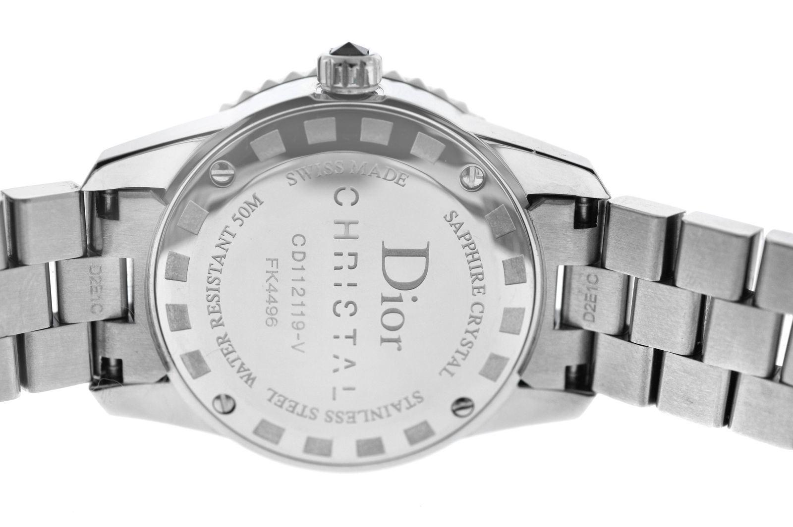 New Lady Christian Dior Christal Diamond SS Quartz Watch In Excellent Condition In New York, NY