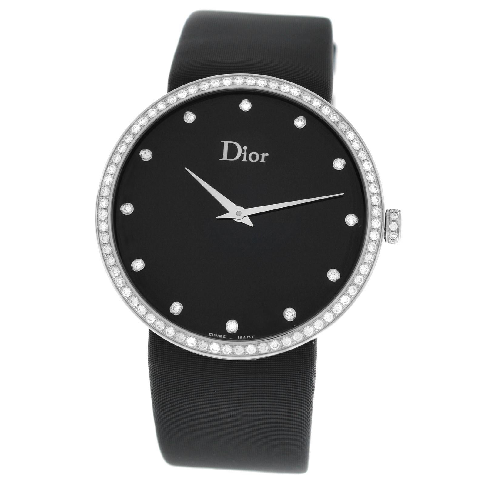 New Lady Christian Dior La D De Dior Diamond SS Quartz Watch For Sale