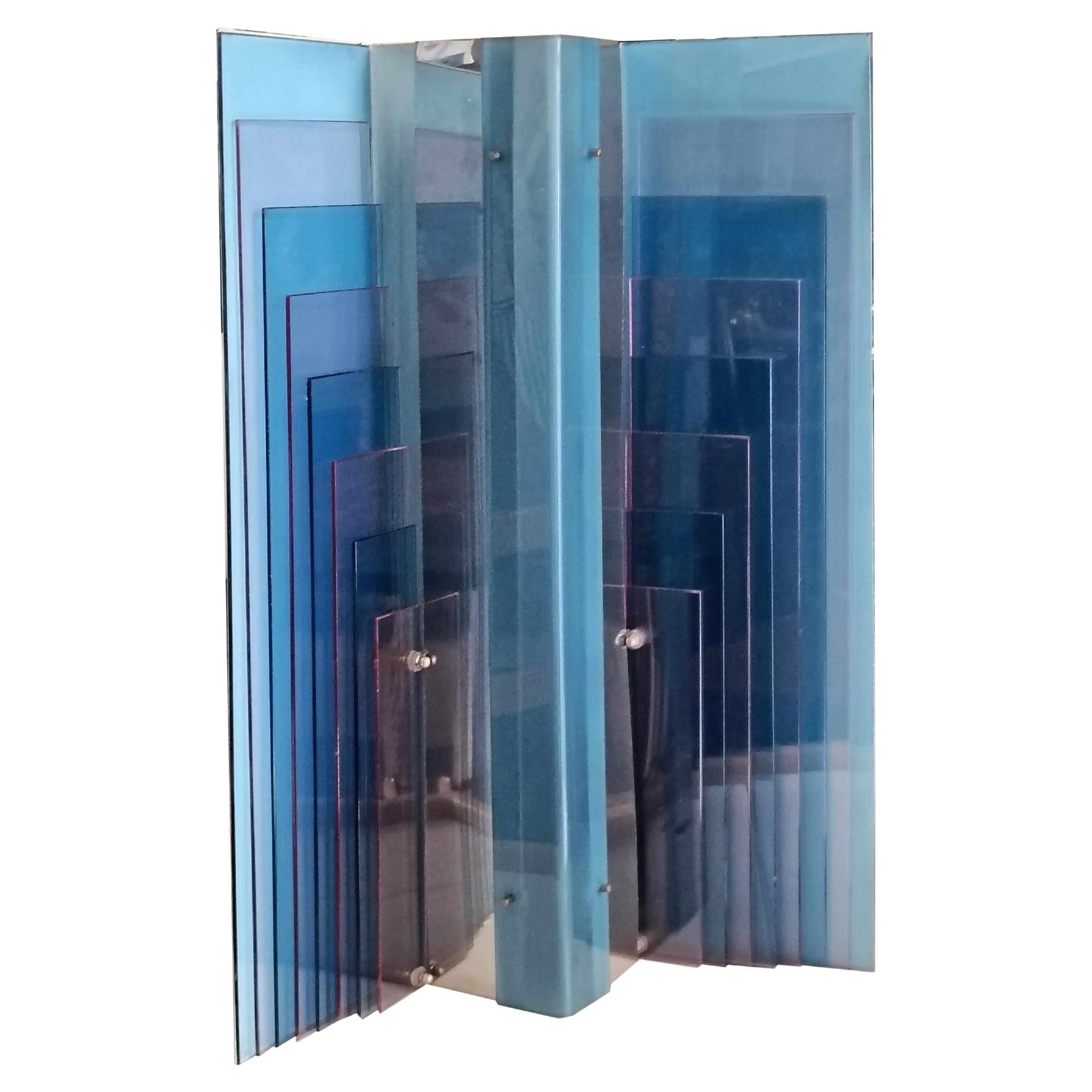 New Lamp Lámpara de mesa de cristal acrílico azul
Skyline
, Italia Años 70