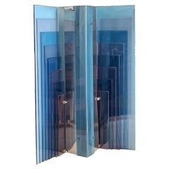 New Lamp Blue Acrylic Glass Table Lamp "Skyline," Italy 1970s