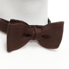 new LANVIN Alber Elbaz brown textured fabric bow tie Adjustable
