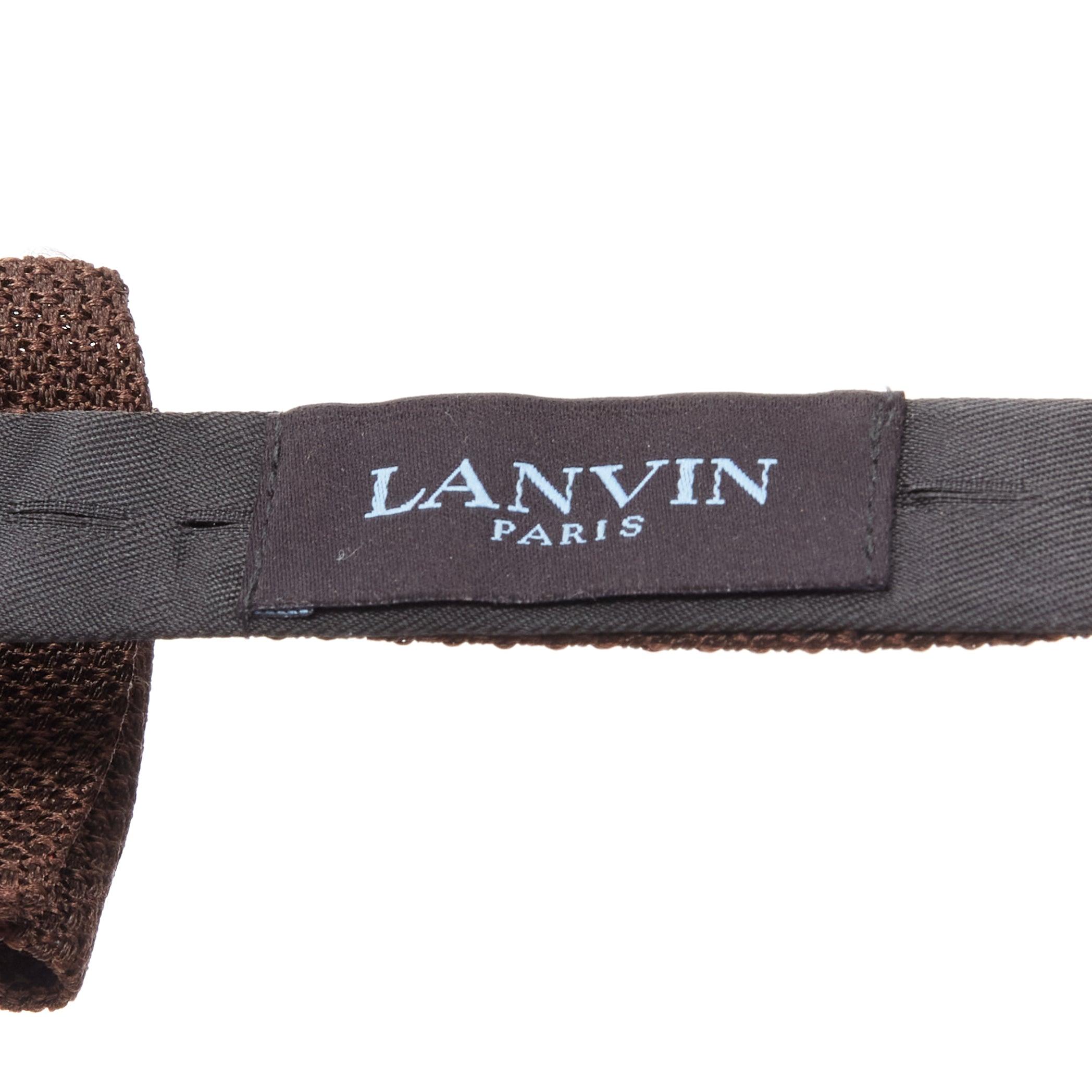new LANVIN Alber Elbaz Brown textured fabric bow tie Adjustable en vente 3