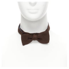 new LANVIN Alber Elbaz brown textured fabric bow tie Adjustable
