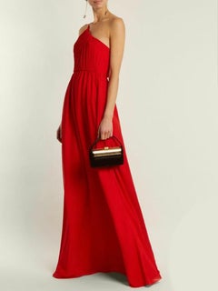 New LANVIN BLUE SILK LONG DRESS FR 42 - US 10
