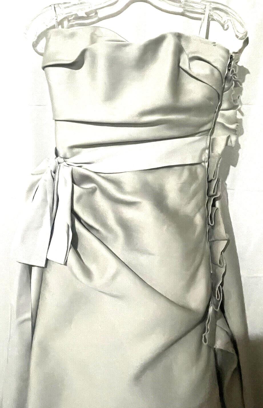 Women's New LANVIN Duchesse Satin Vintage Gray Long Wedding Celebrity Gown US 2 4 FR 36 For Sale