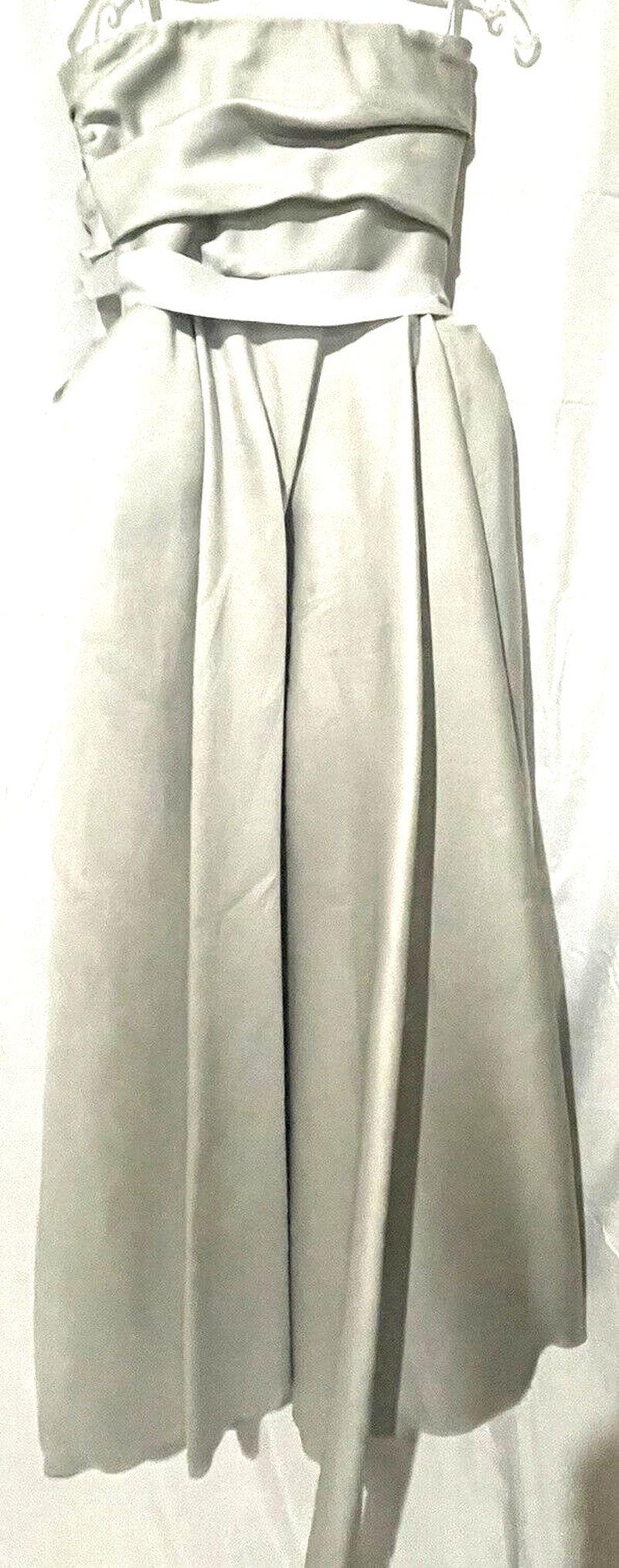 New LANVIN Duchesse Satin Vintage Gray Long Wedding Celebrity Gown US 2 4 FR 36 For Sale 1
