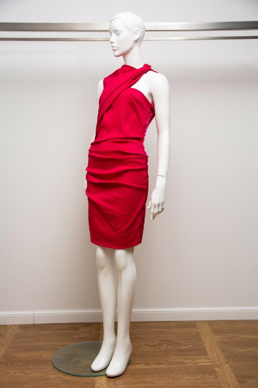 LANVIN FUCHSIA LINENKLEID FR 36 - 4; 38 - 6 im Zustand „Neu“ im Angebot in Montgomery, TX