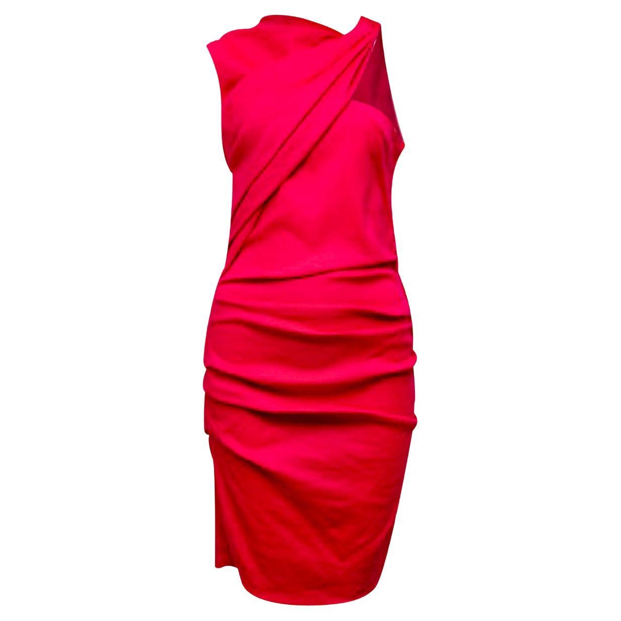 1970s Lanvin Red Silk Dress For Sale at 1stDibs