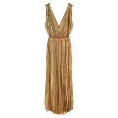 lanvin pleated dress New LANVIN GOLD PLEATED LONG DRESS FR 38 - US 6
