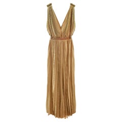 New LANVIN GOLD PLEATED LONG DRESS FR 38 - US 6