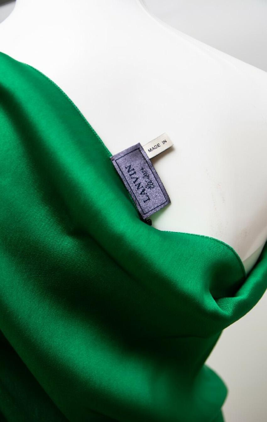 Women's New LANVIN GREEN SILK ONE SHOULDER DRESS FR 40 - 8