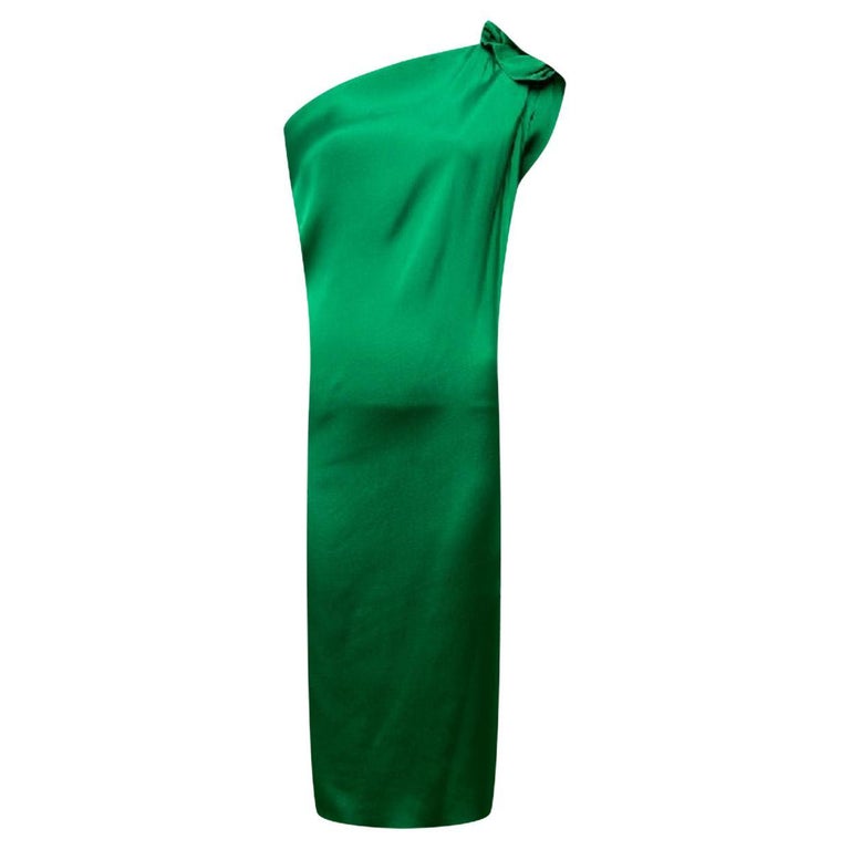 lanvin green one shoulder dress Lanvin Ruched Mesh One Shoulder Bodycon Dress