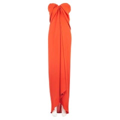LANVIN - Robe longue en soie/velours orange, taille EU 40 - US 4
