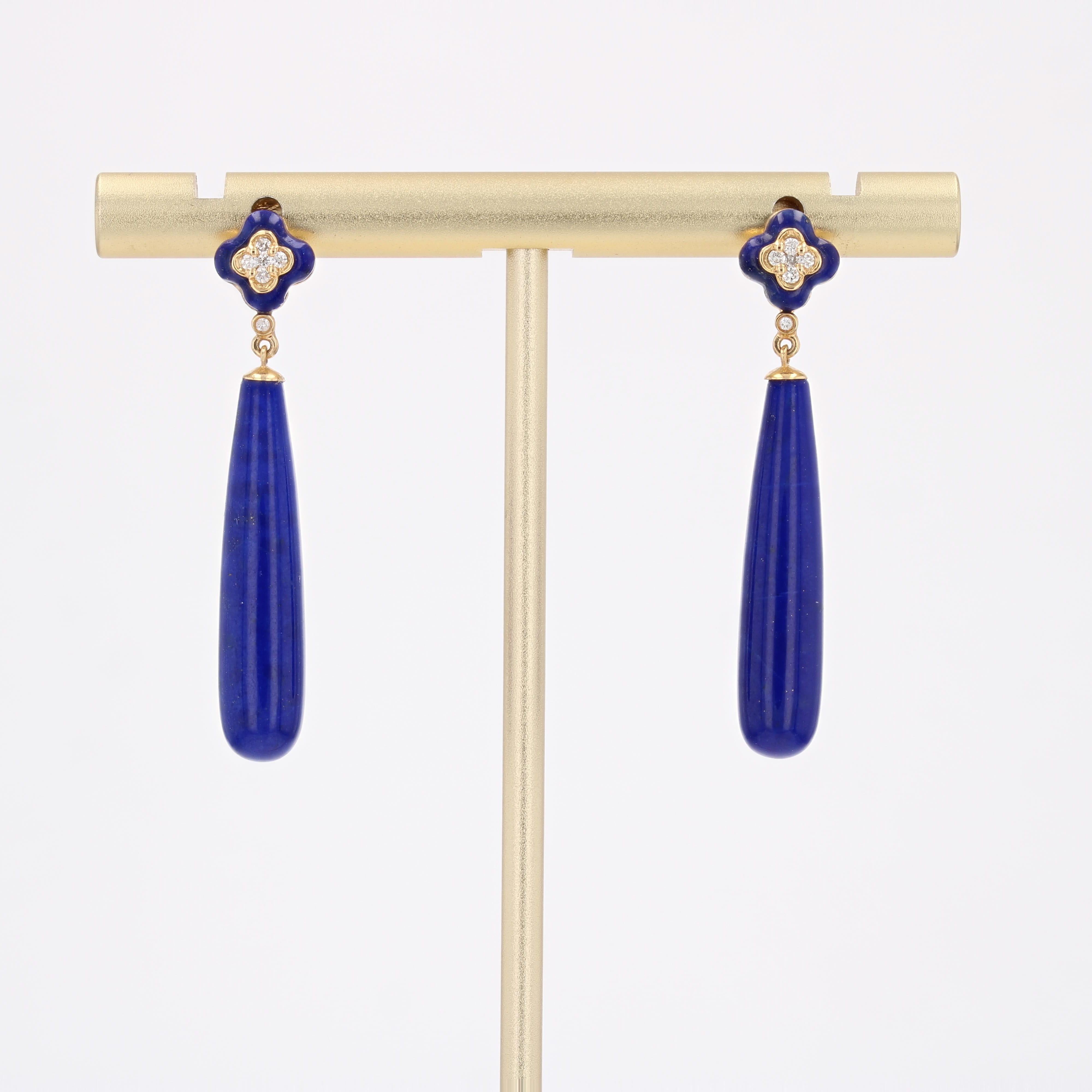 New Lapis Lazuli Diamonds Orecchini pendenti in oro giallo 18 carati in vendita 6