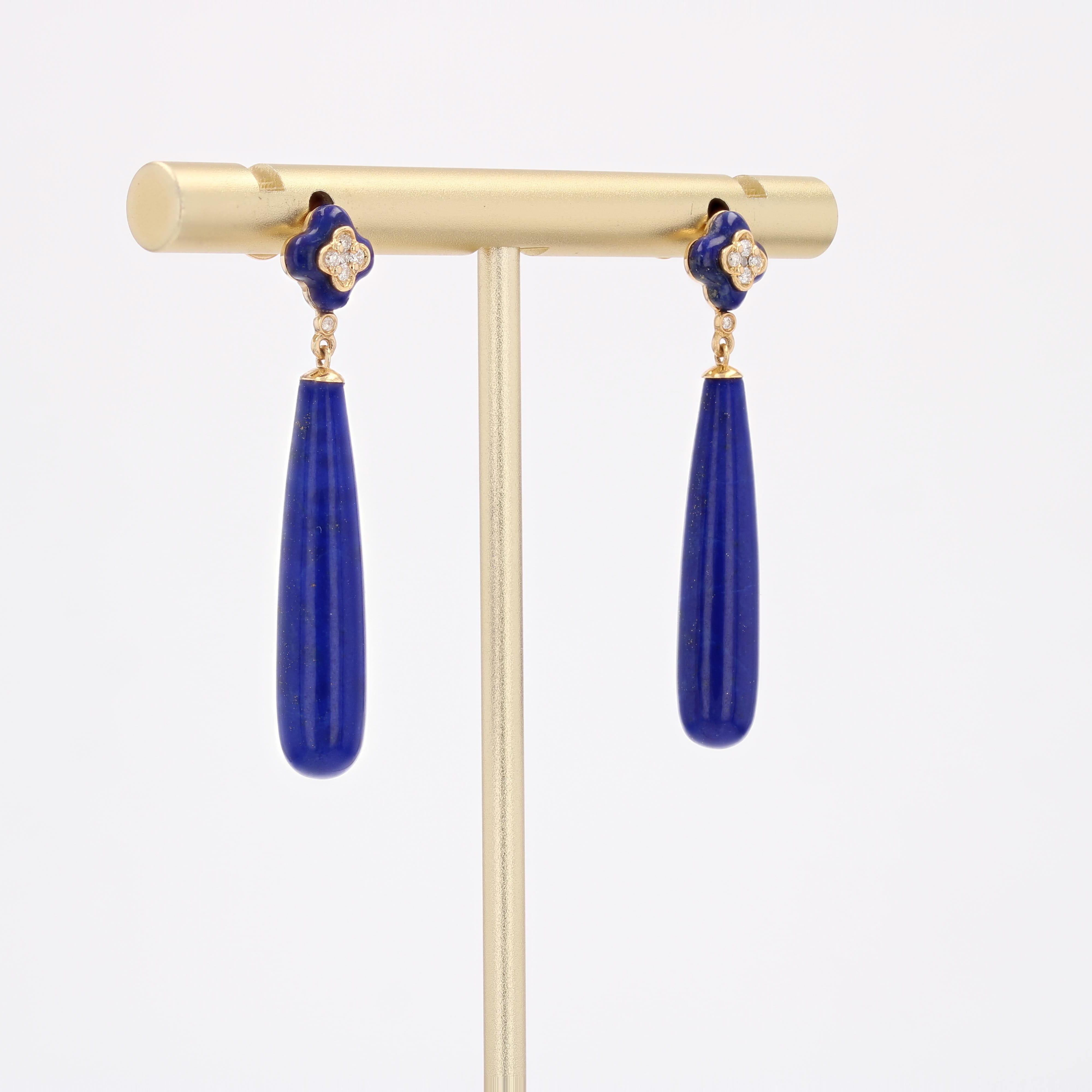 New Lapis Lazuli Diamonds Orecchini pendenti in oro giallo 18 carati In condizioni Nuovo in vendita a Poitiers, FR
