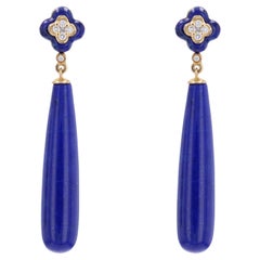 New Lapis Lazuli Diamonds Orecchini pendenti in oro giallo 18 carati