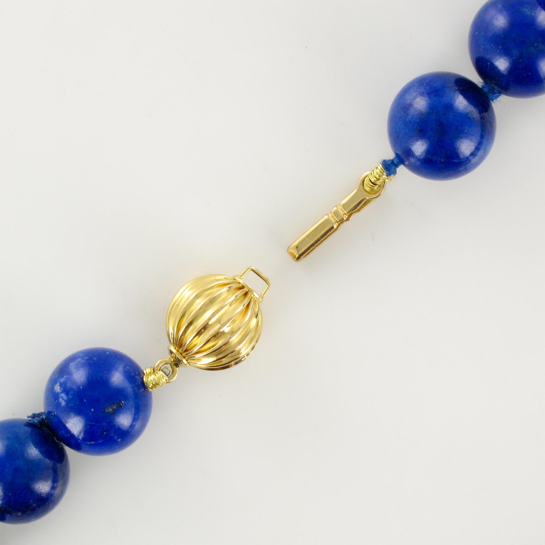New Lapis Lazuli Pearls 18 Karat Yellow Gold Discs Chocker Necklace 5