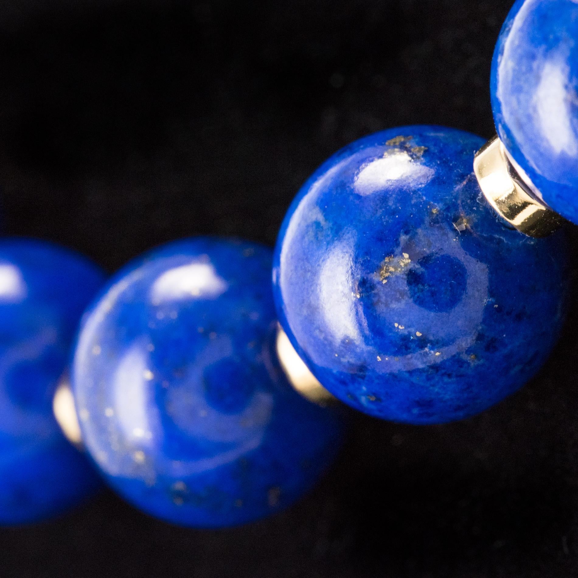 Modern New Lapis Lazuli Pearls 18 Karat Yellow Gold Discs Chocker Necklace