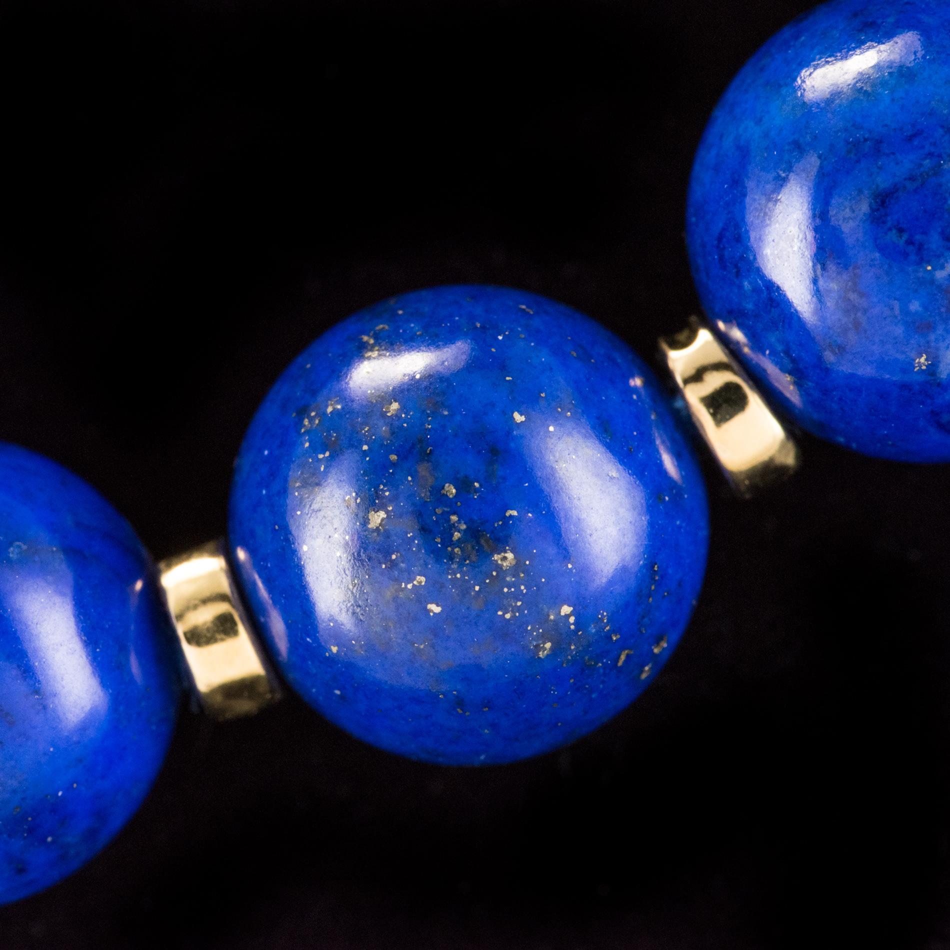New Lapis Lazuli Pearls 18 Karat Yellow Gold Discs Chocker Necklace In New Condition In Poitiers, FR