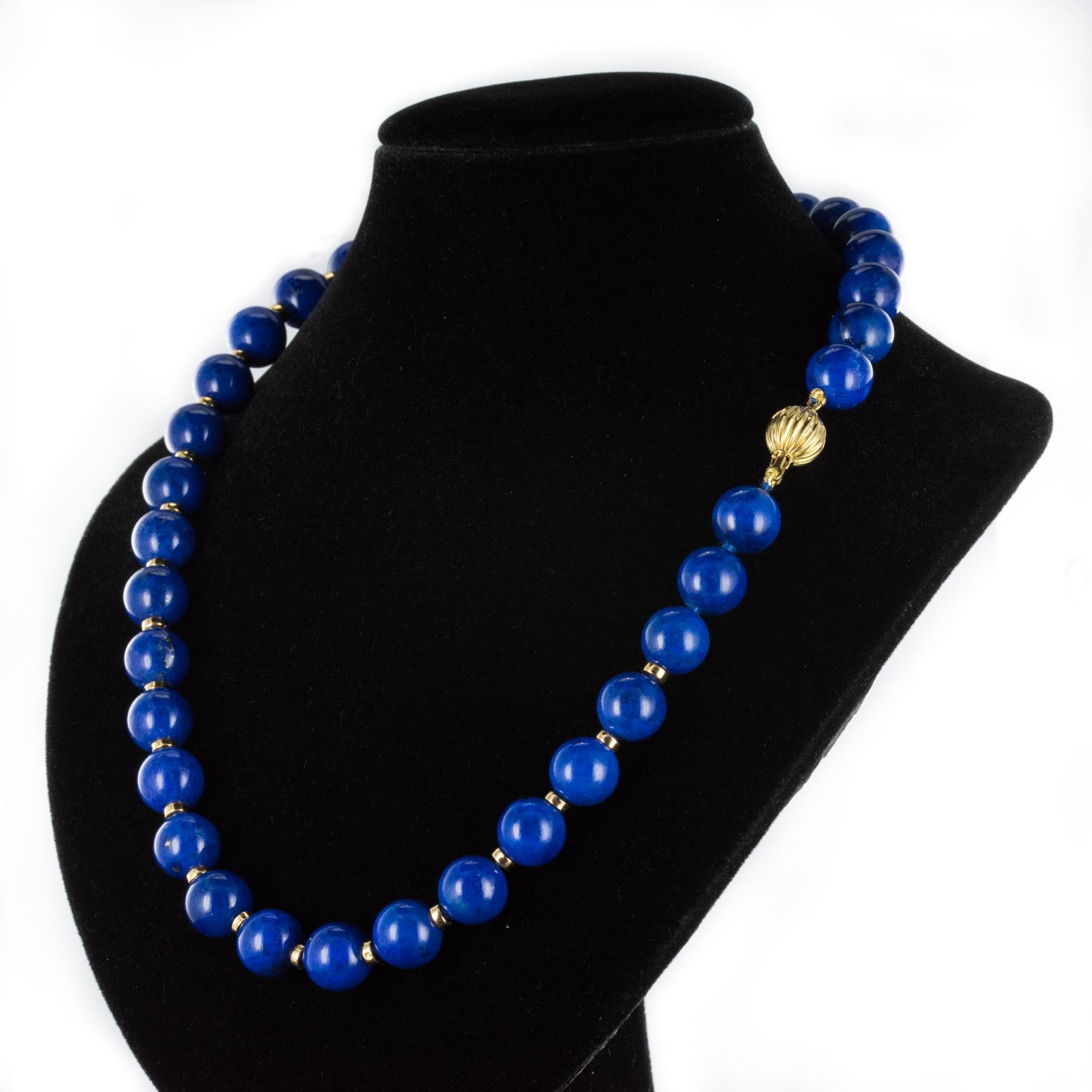 Women's New Lapis Lazuli Pearls 18 Karat Yellow Gold Discs Chocker Necklace