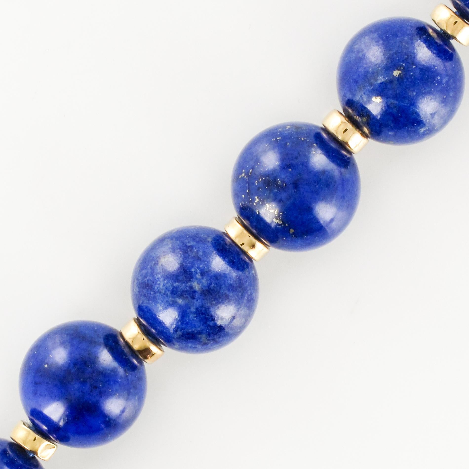 New Lapis Lazuli Pearls 18 Karat Yellow Gold Discs Chocker Necklace 3