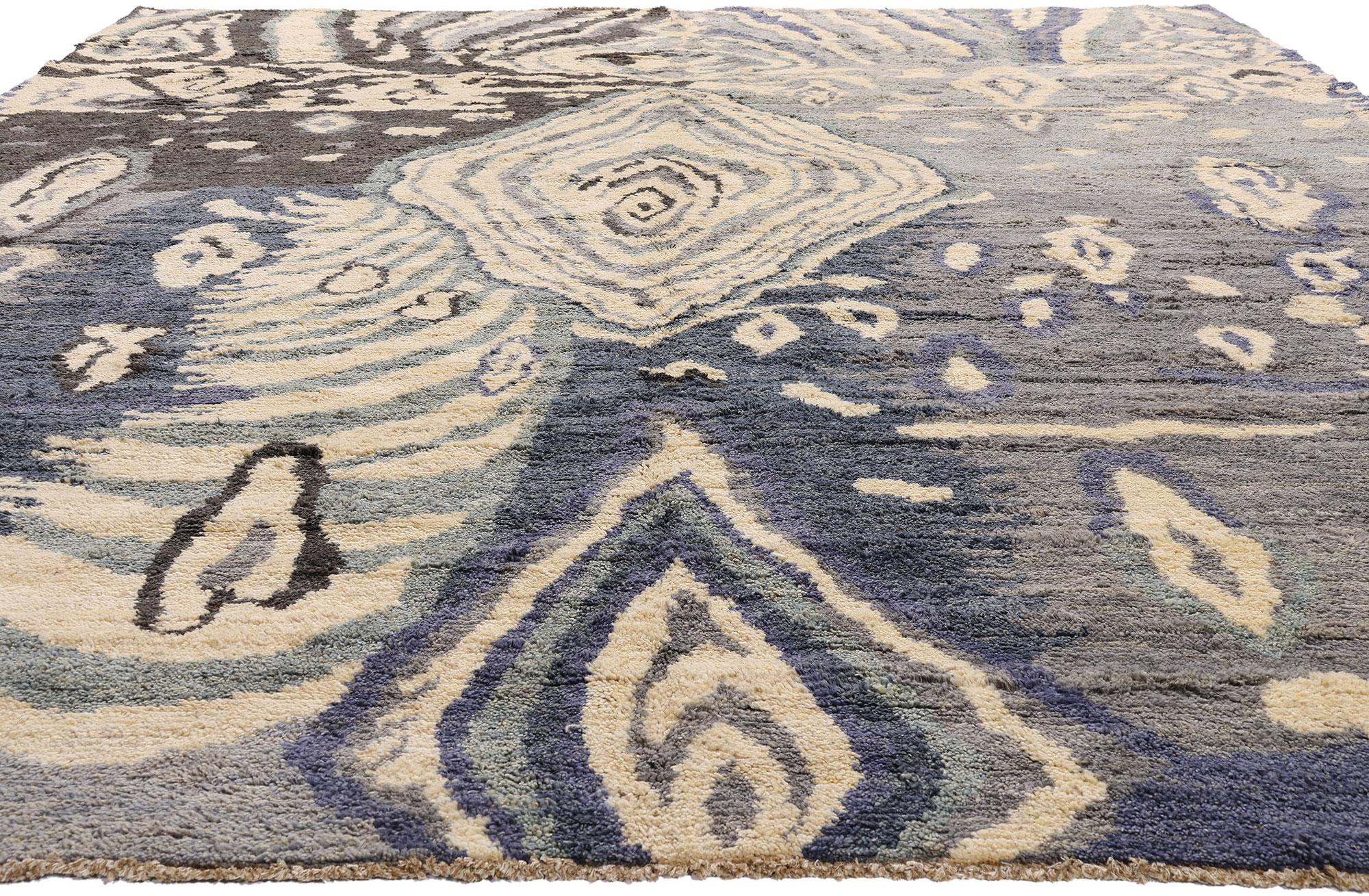 Hand-Knotted New Modern Moroccan Rug with Abstract Expressionist Style For Sale