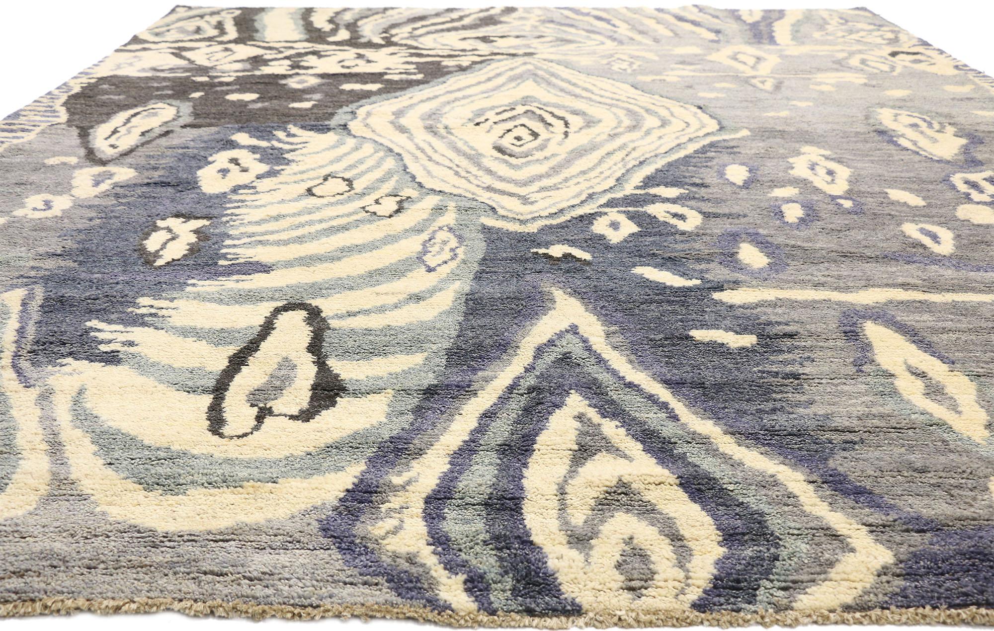 Expressionist New Large Abstract Moroccan Rug, Abstract Expressionism Meets Boho Chic For Sale