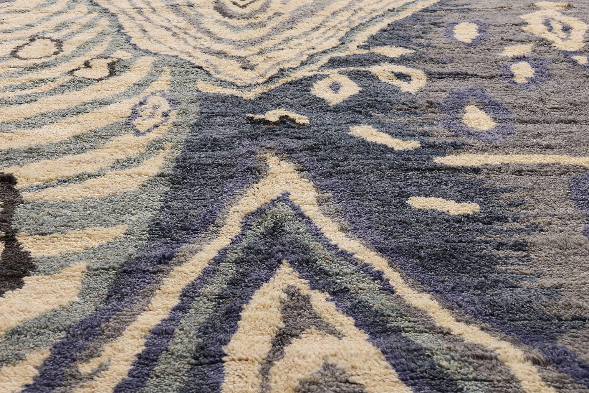 Wool New Modern Moroccan Rug with Abstract Expressionist Style For Sale