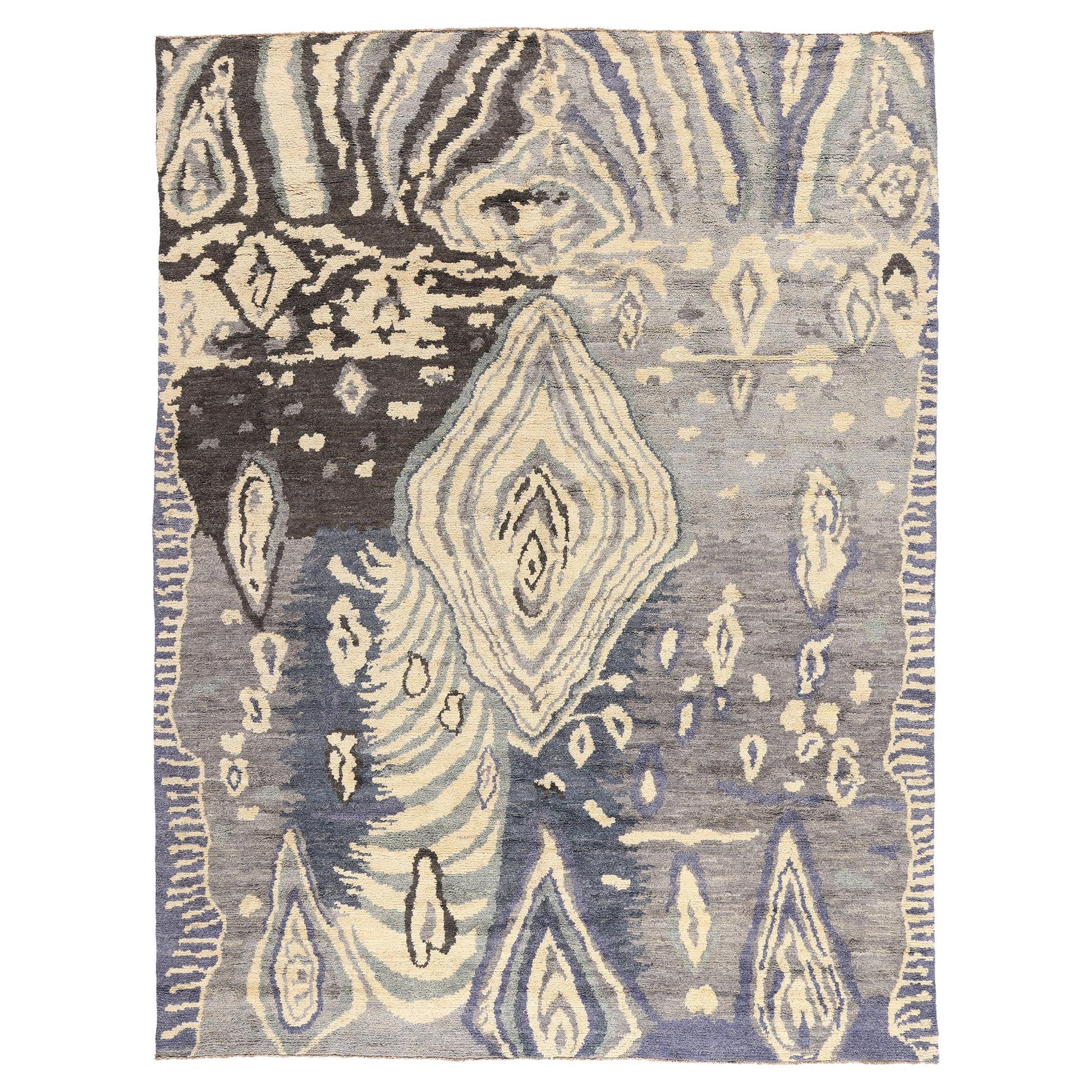 New Modern Moroccan Rug with Abstract Expressionist Style
