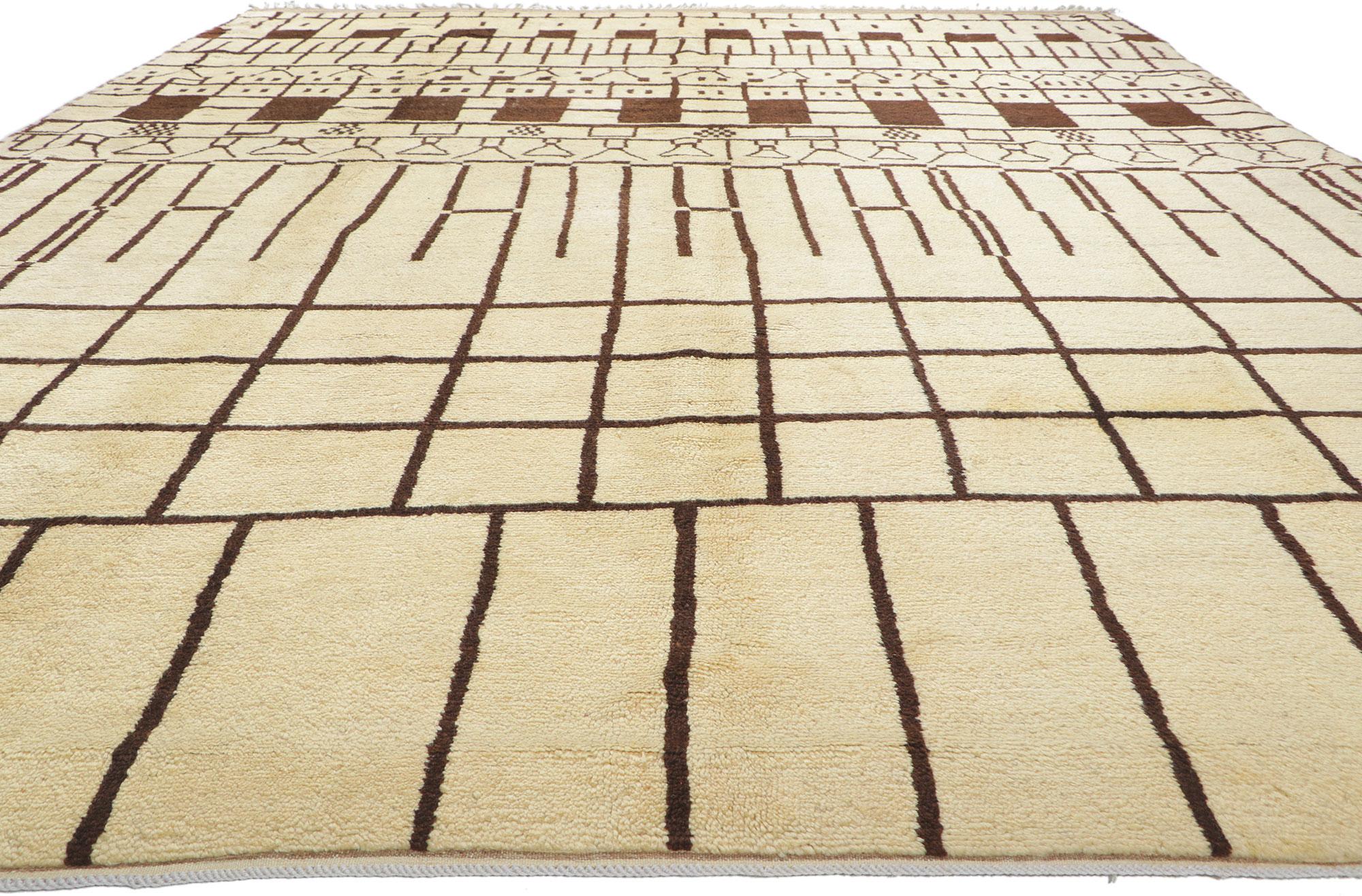 Large Authentic Berber Moroccan Rug with Neutral Earth-Tone Colors For Sale 7